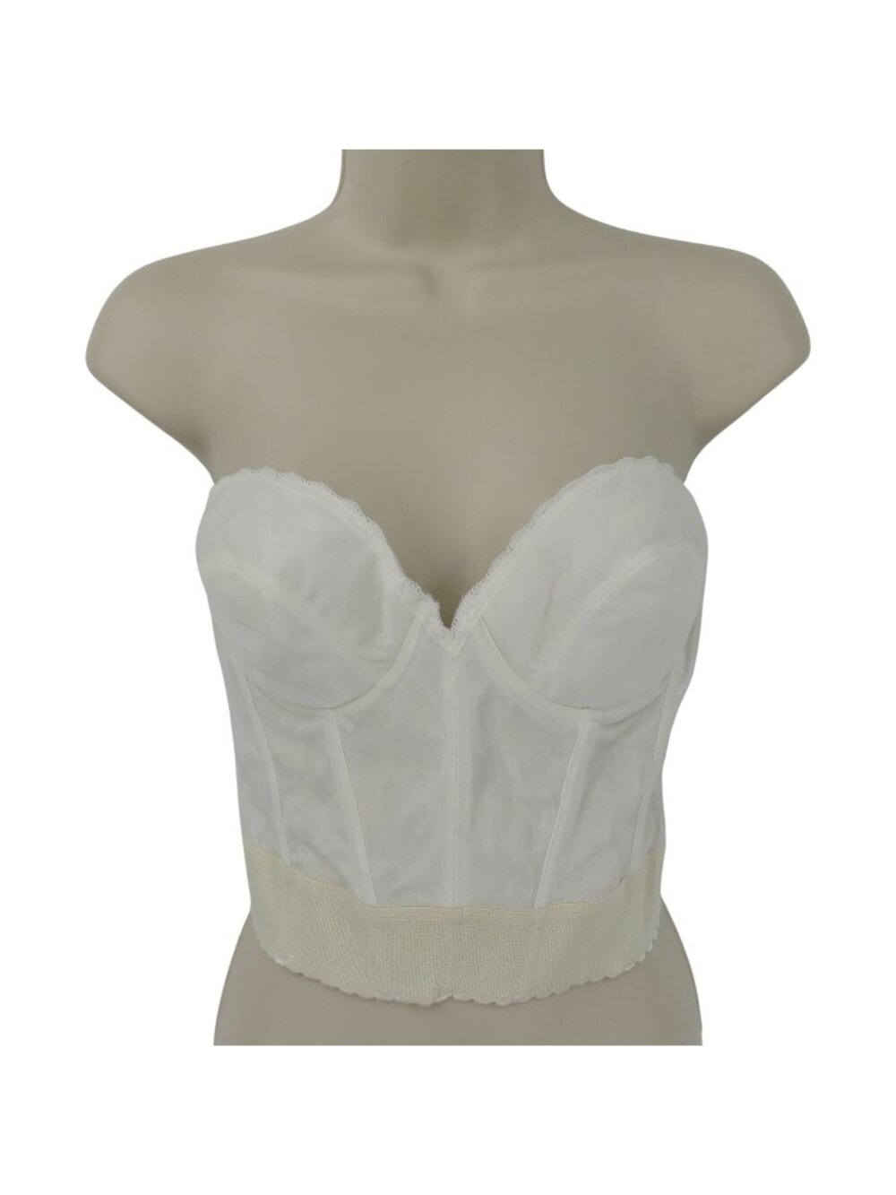 VTG Valmont 36C Style 919 Longline Strapless Ivory Cream Bra Sweetheart Boning